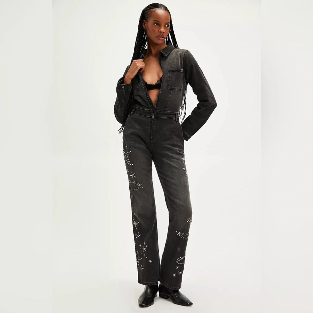 Driftwood Celestial Jumpsuit is n Black